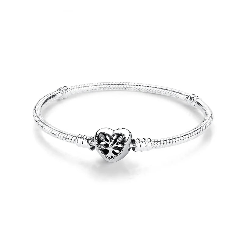 Bracciale 925 Sterling Silver – Snake Chain con Charm Cuore