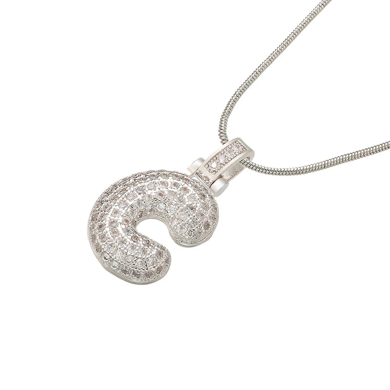 Collana Iniziale Bubble con Zirconi CZ • Silver Color • Lettera A–Z • Eleganza Personalizzata | LoveDrop™ Italia