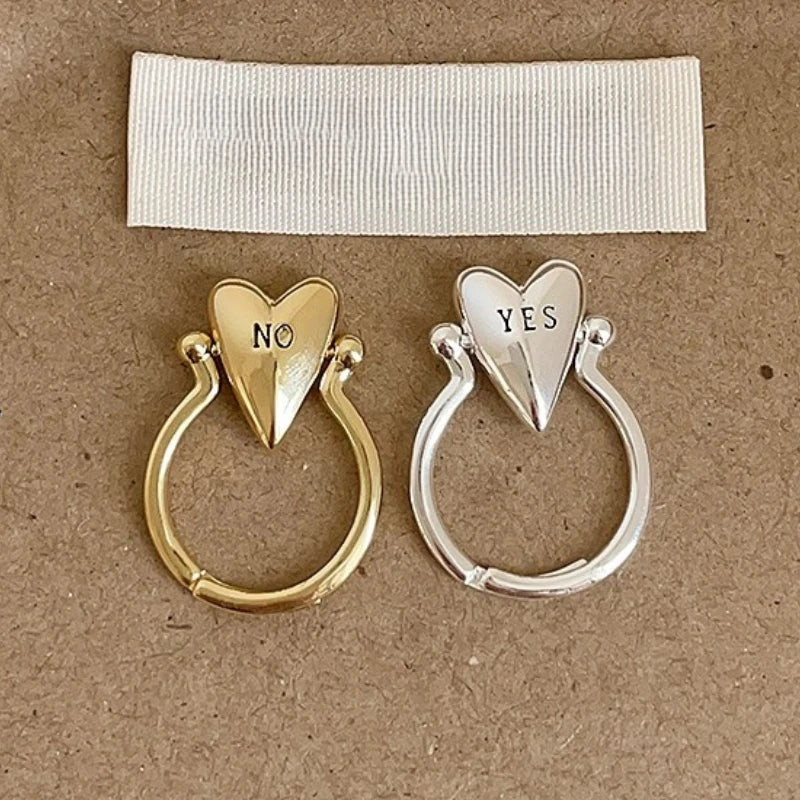 Anello di Coppia Rotante YES/NO | Cuore Vintage Regolabile
