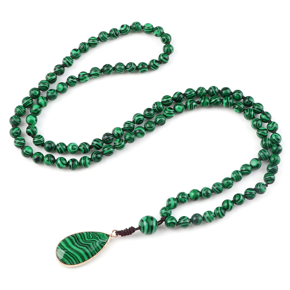 Mala 108 Perle Malachite Naturale • Collana & Bracciale Yoga Unisex | LoveDrop™ Italia