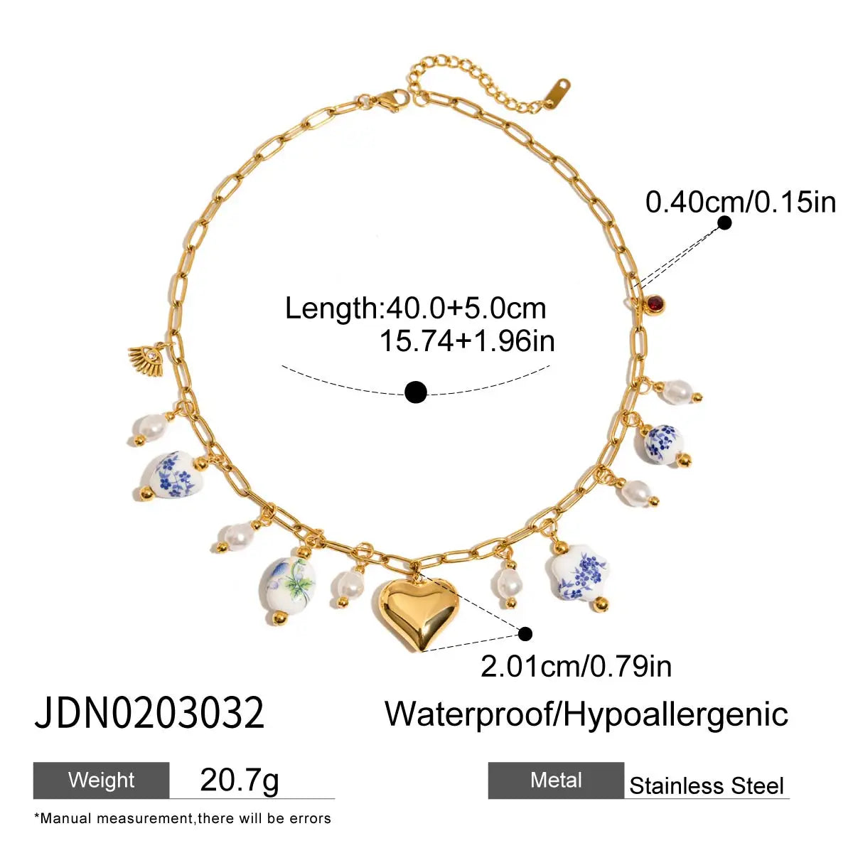 Collana Cuore in Ceramica con Fiore Colorato – Acciaio Inox, Stile Minimalista