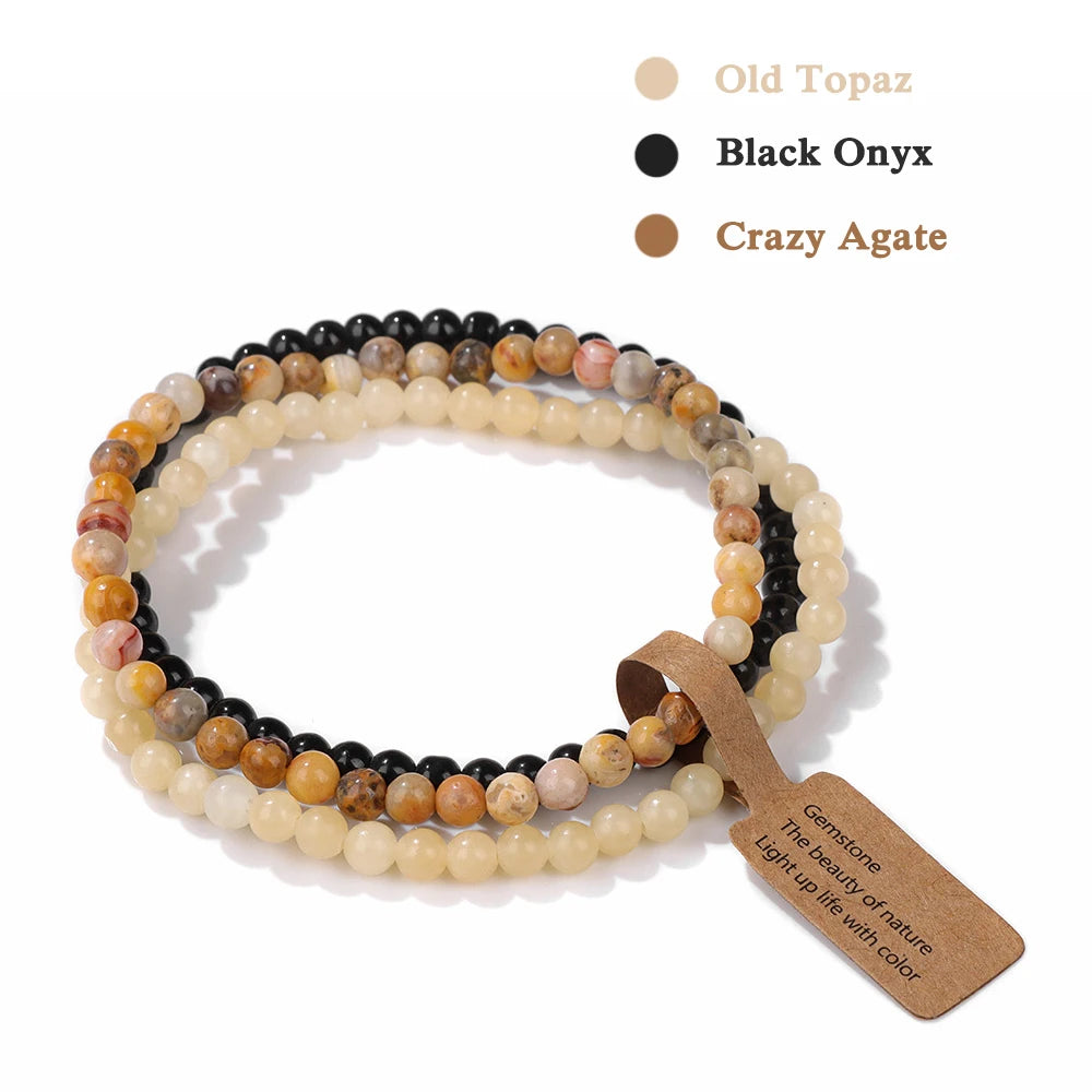 Set Bracciali Pietre Naturali Verdi – Moss Agate & Onyx 3 Pezzi