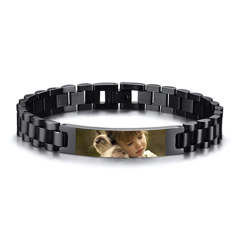 Bracciale Personalizzato Foto & Testo – Acciaio Inossidabile