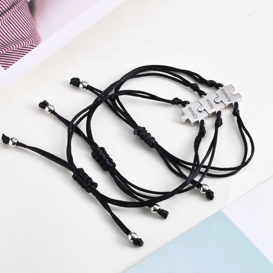 Bracciale Puzzle Personalizzato con Nome – Amicizia & Amore (Acciaio)