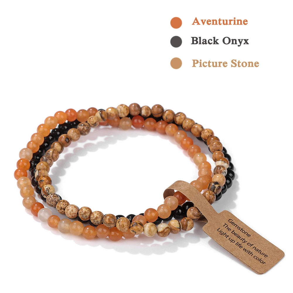 Set Bracciali Pietre Naturali Verdi – Moss Agate & Onyx 3 Pezzi