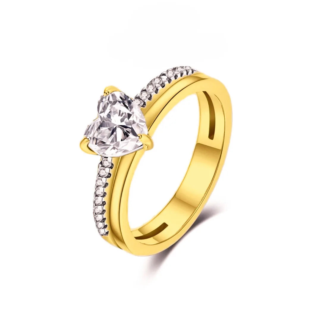 Anello di Coppia 925 Silver | Fiocco Rosa & Cuore Cristallo 2025