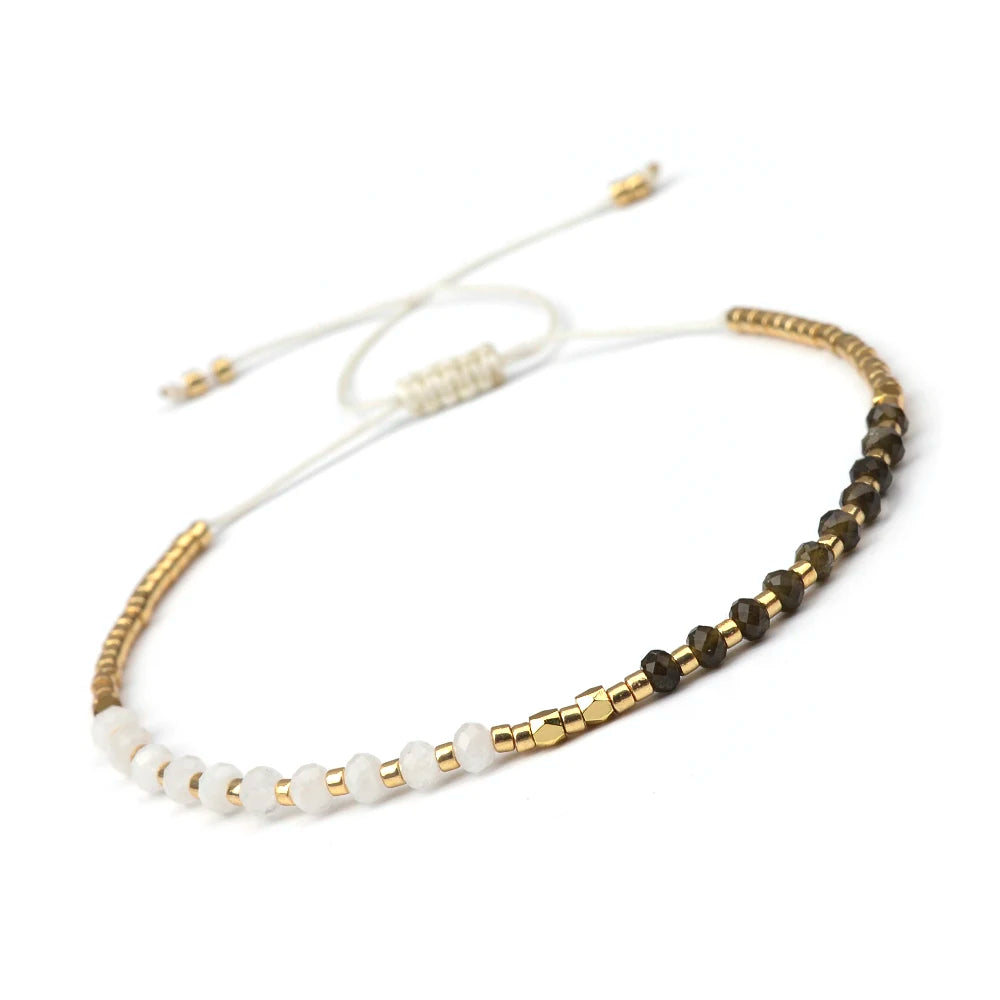 Bracciale Sottile 2x3mm in Pietra Naturale – Unisex Regolabile