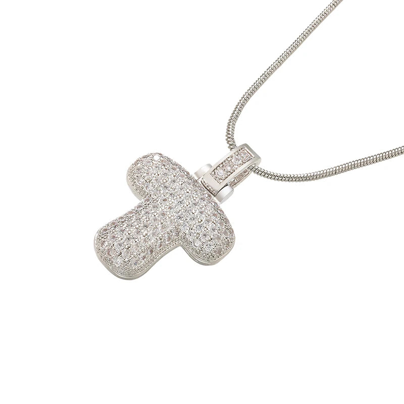 Collana Iniziale Bubble con Zirconi CZ • Silver Color • Lettera A–Z • Eleganza Personalizzata | LoveDrop™ Italia