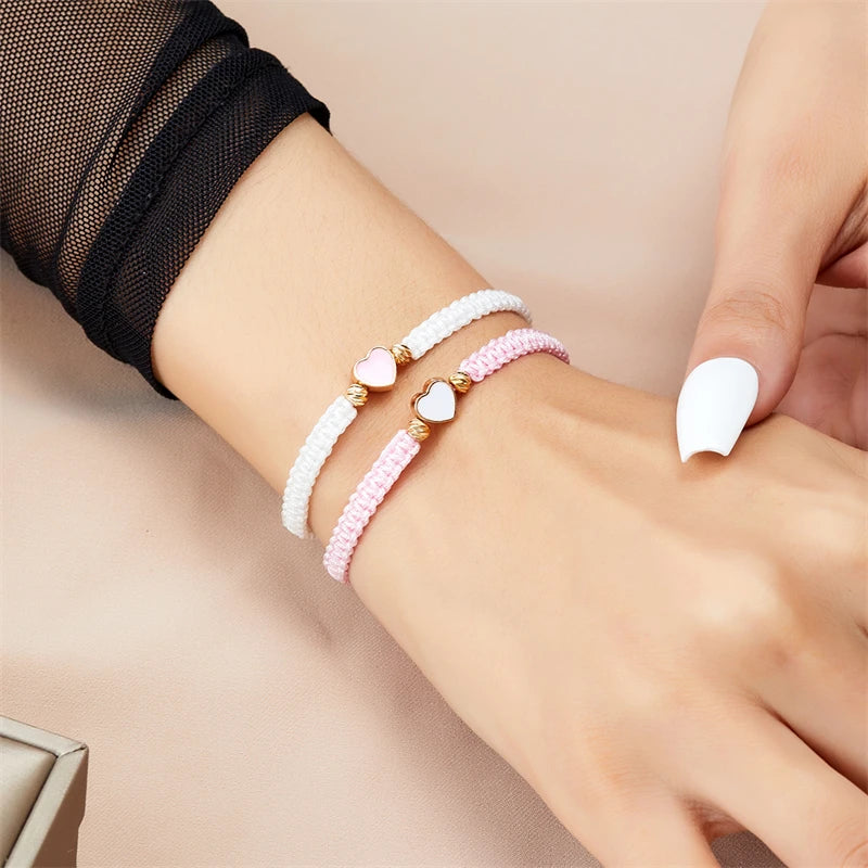 Bracciali Coppia Intrecciati – Cuore Romantico Bianco & Nero