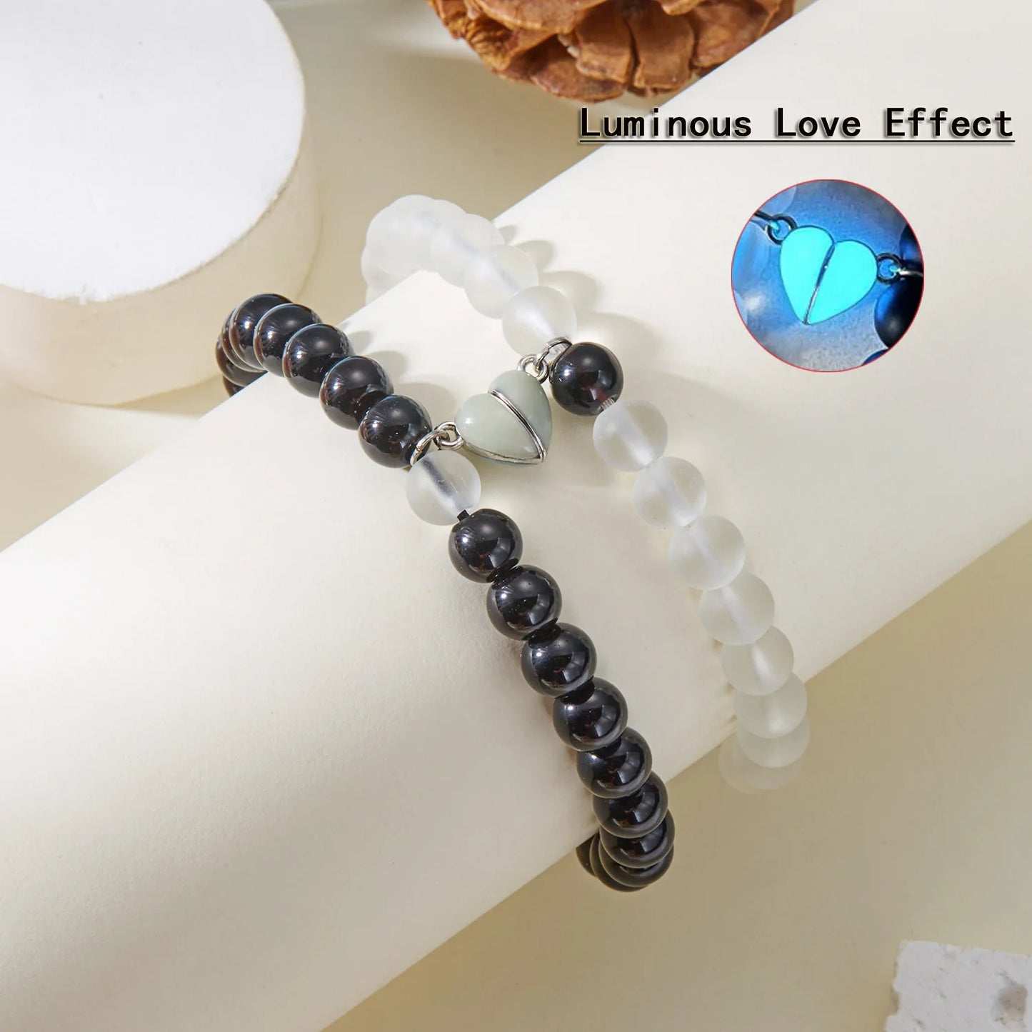 Bracciale di Coppia Magnetico Luminoso – Cuore che Brilla