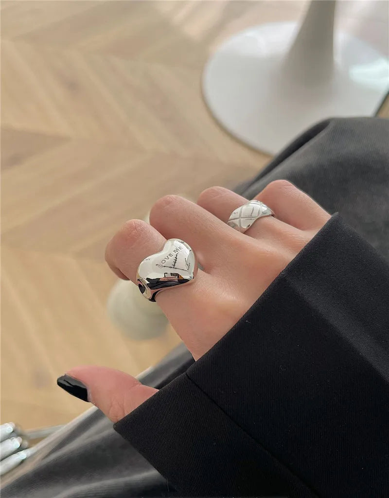 Anello di Coppia Cuore Moderno | Argento/Oro Light Luxury