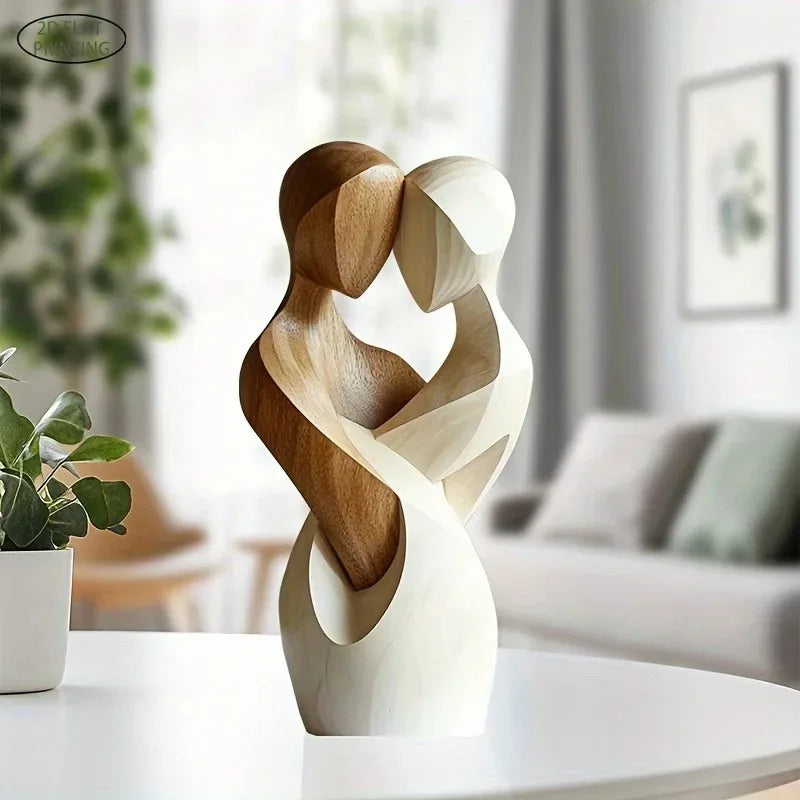 Statua in Legno Elegante “Coppia Intagliata” – Decorazione Moderna per Casa & Camera da Letto