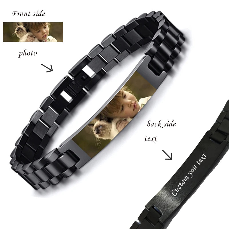 Bracciale Personalizzato Foto & Testo – Acciaio Inossidabile