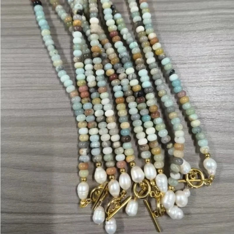 Collana Handmade con Perle d’Acqua Dolce • Pietra Naturale & OT Buckle | LoveDrop™ Italia