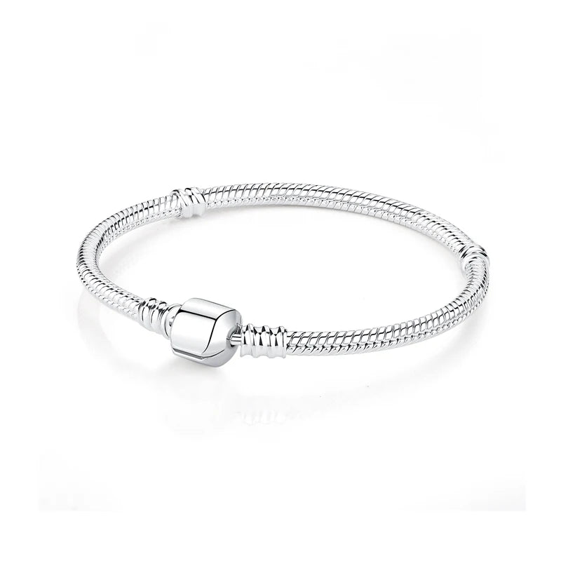 Bracciale 925 Sterling Silver – Snake Chain con Charm Cuore