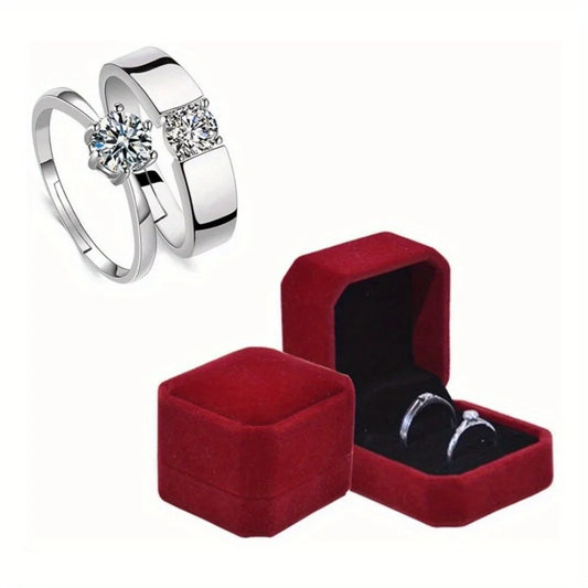Set Anelli Promessa | Modern Regolabili + Gift Ring Box