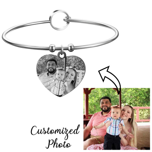 Bracciale Personalizzato con Foto & Nome – Ciondoli Famiglia e Cuore