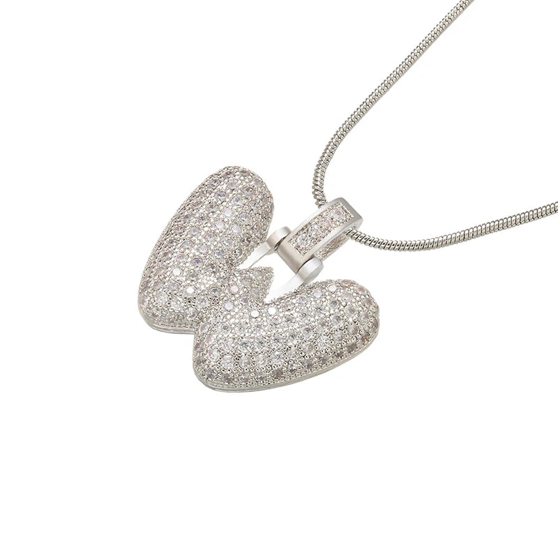 Collana Iniziale Bubble con Zirconi CZ • Silver Color • Lettera A–Z • Eleganza Personalizzata | LoveDrop™ Italia