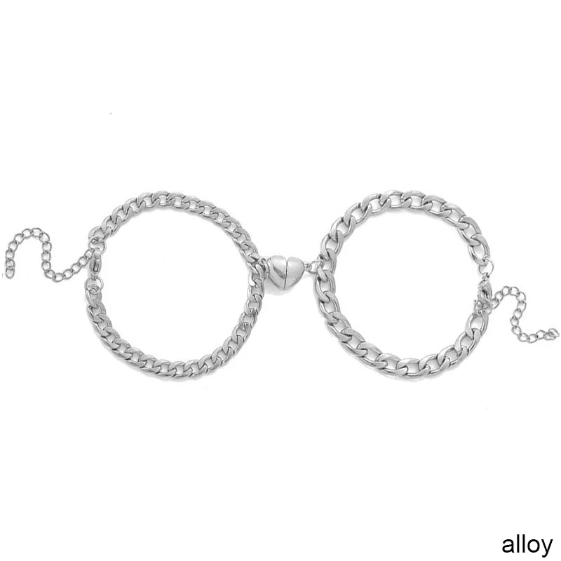 Bracciali Magnetici Coppia – Cuore & Lucchetto su Catena Cubana