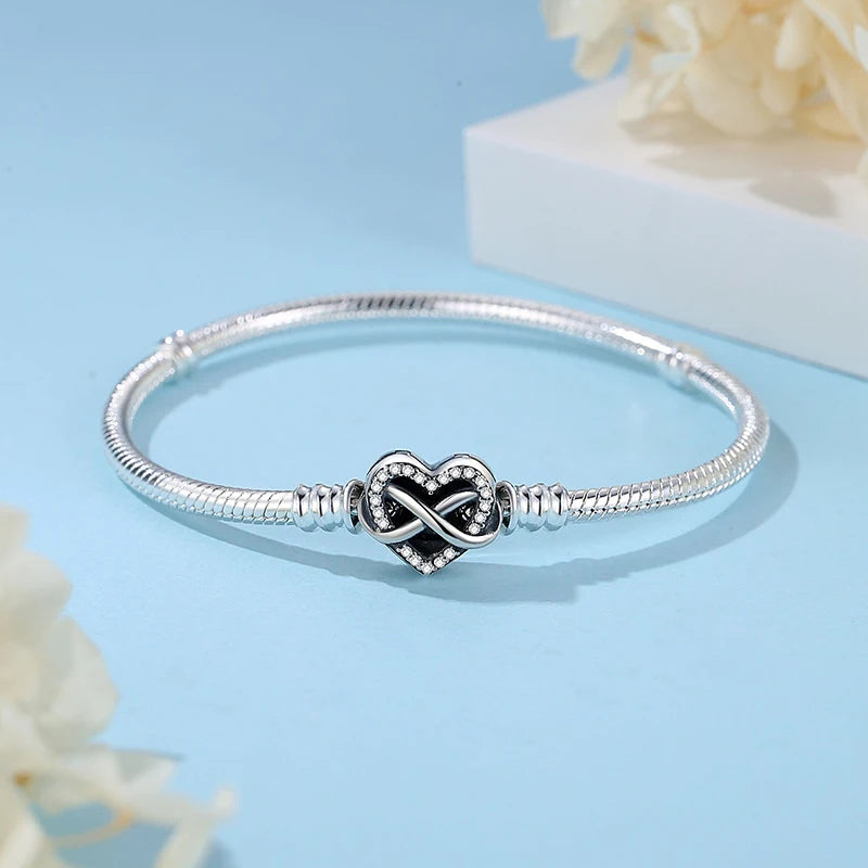 Bracciale 925 Sterling Silver – Snake Chain con Charm Cuore