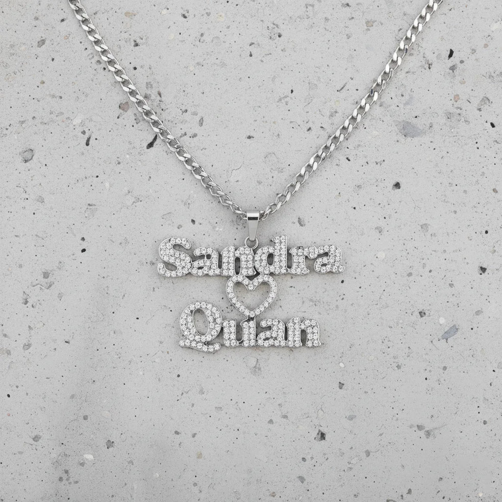 Collana Personalizzata Doppio Nome con Cuore | Zirconi Premium 2025