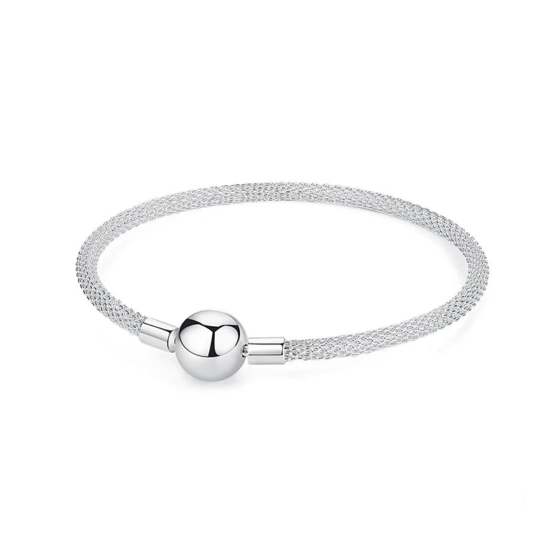Bracciale 925 Sterling Silver – Snake Chain con Charm Cuore