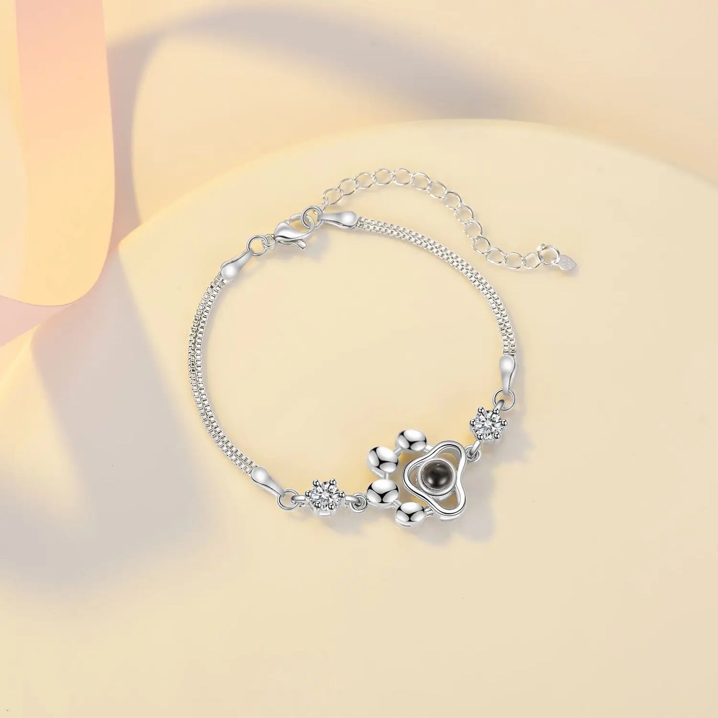 Bracciale Proiezione Foto – Cuore Zircone in Acciaio Inossidabile