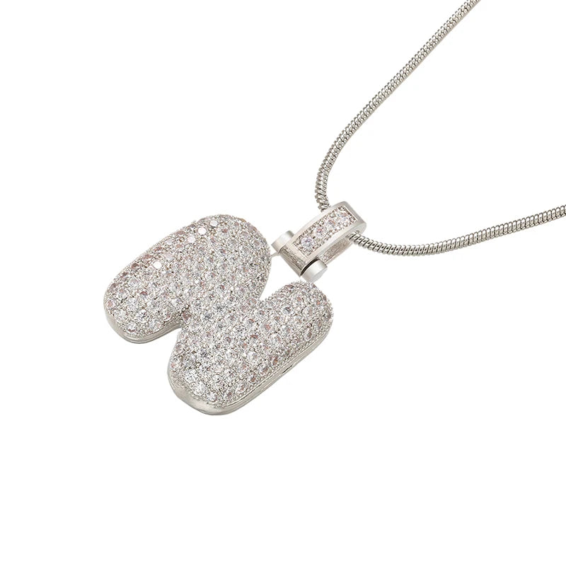 Collana Iniziale Bubble con Zirconi CZ • Silver Color • Lettera A–Z • Eleganza Personalizzata | LoveDrop™ Italia