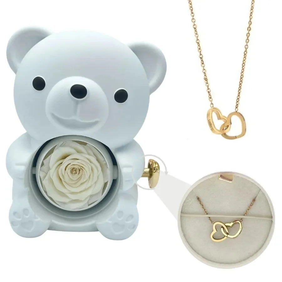 Collana Cuore Personalizzata con Nomi + Gift Box Orsetto | Regalo Romantico