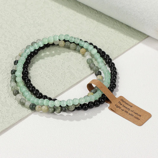 Set Bracciali Pietre Naturali Verdi – Moss Agate & Onyx 3 Pezzi