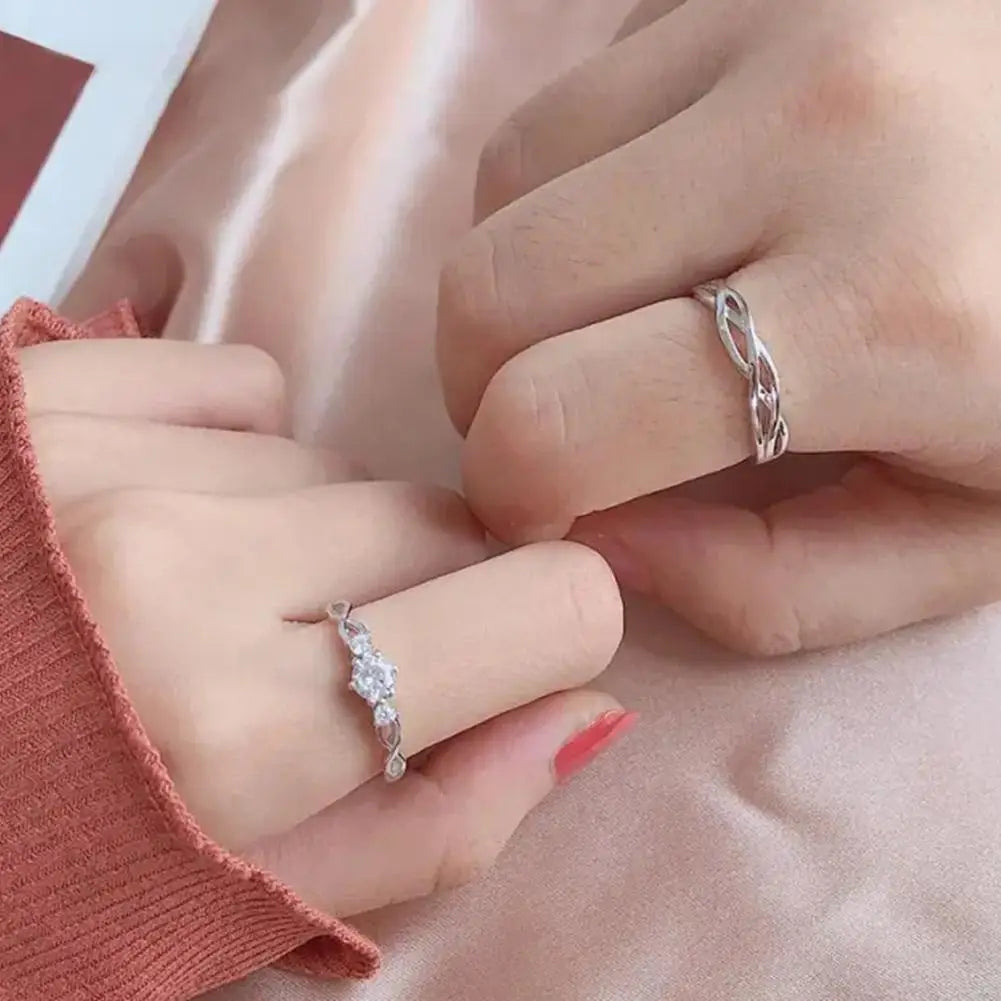Coppia di Anelli Romantici Regolabili in Argento | Stile Minimal Coreano