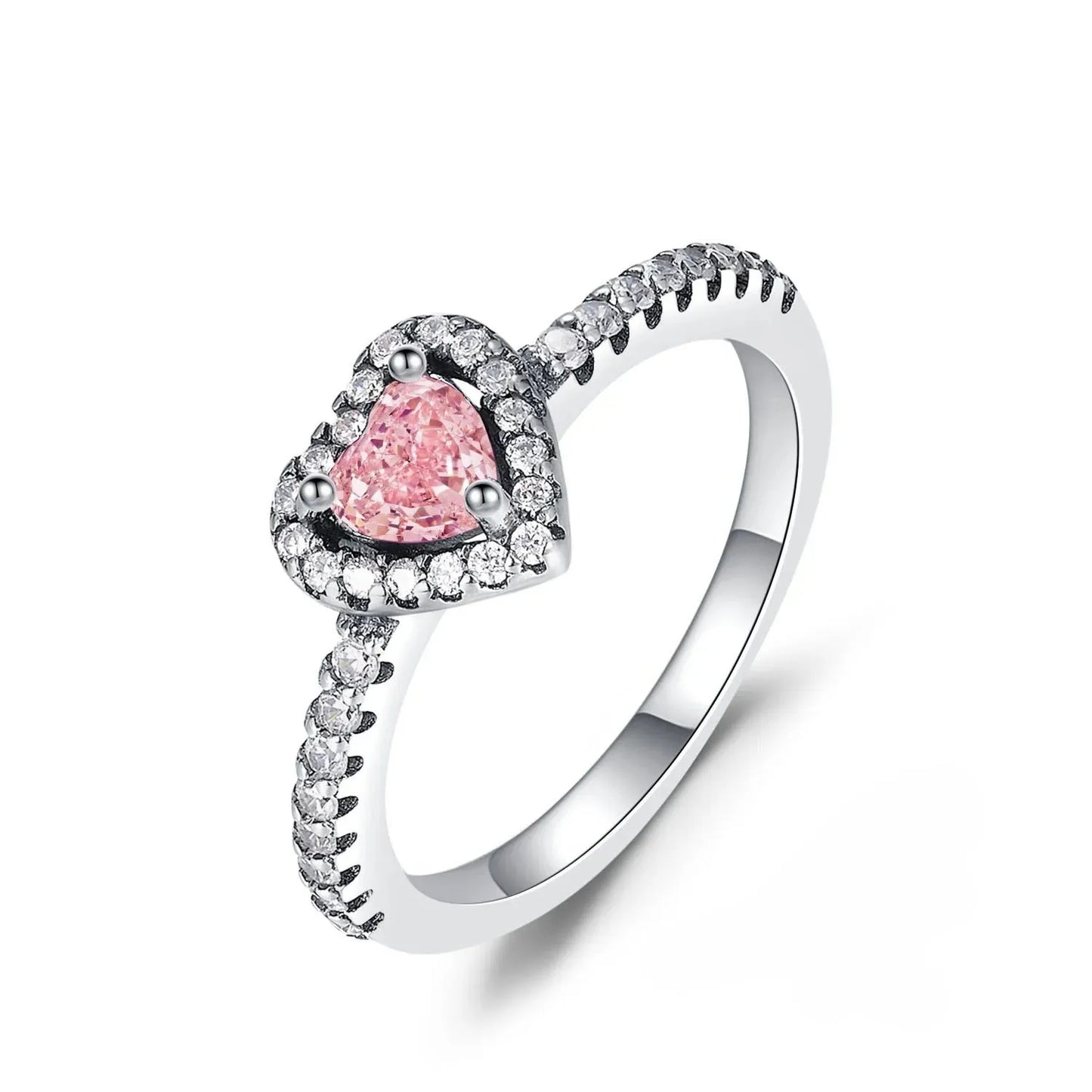 Anello di Coppia 925 Silver | Fiocco Rosa & Cuore Cristallo 2025