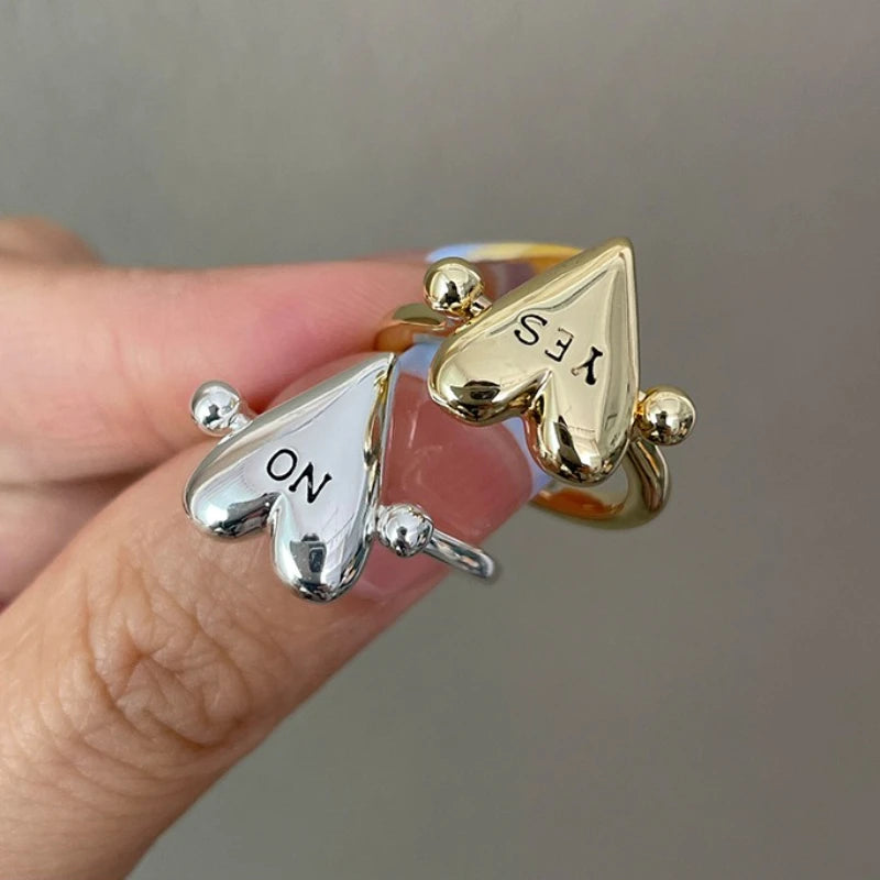 Anello di Coppia Rotante YES/NO | Cuore Vintage Regolabile