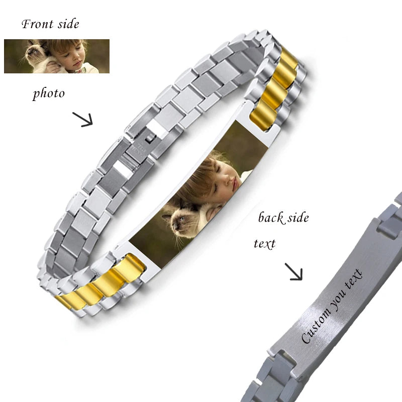 Bracciale Personalizzato Foto & Testo – Acciaio Inossidabile