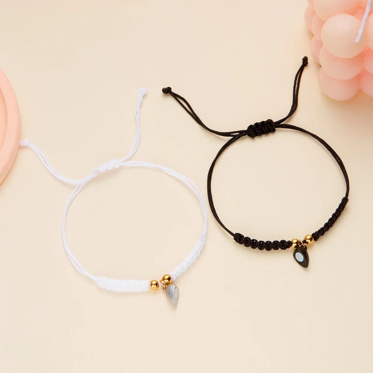 Bracciali Portafortuna Rossi – Cuore Magnetico Intrecciato Coppia