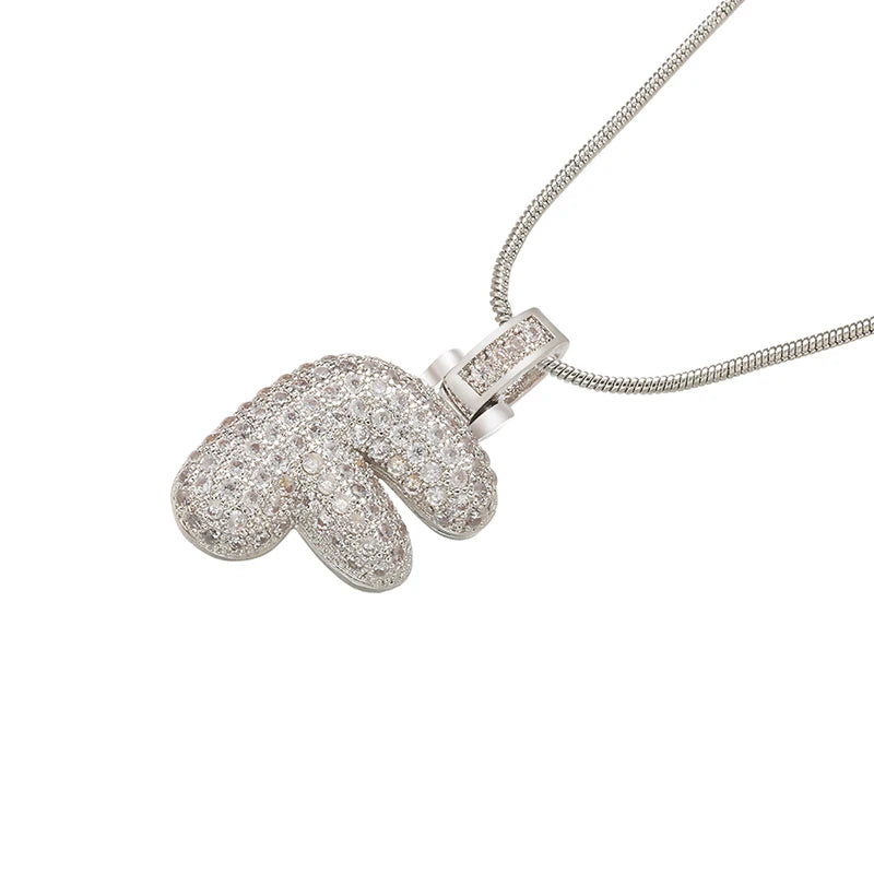 Collana Iniziale Bubble con Zirconi CZ • Silver Color • Lettera A–Z • Eleganza Personalizzata | LoveDrop™ Italia