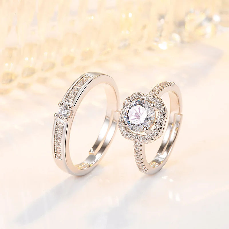 Anello Coppia Argento 925 | Zircone AAA & Eleganza Wedding