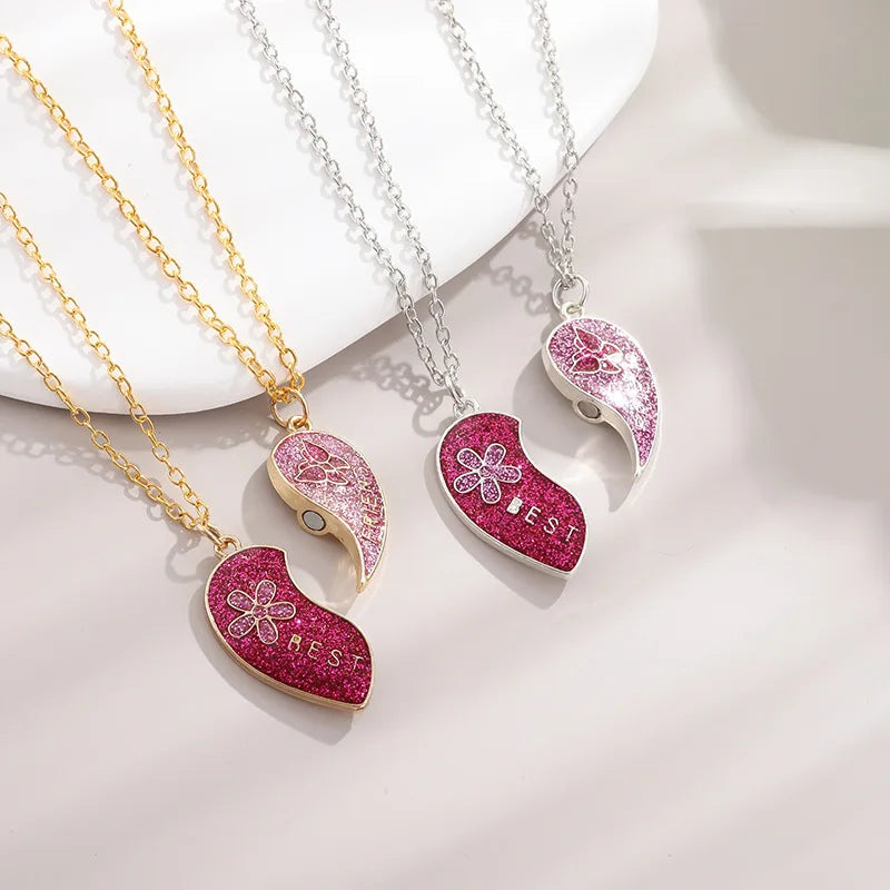 Magnetic Heart Sequin Necklace Set | Collana Cuore Magnetico 2-Pezzi | LoveDrop