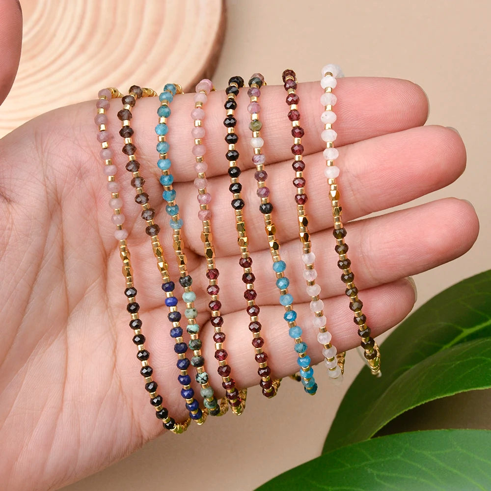 Bracciale Sottile 2x3mm in Pietra Naturale – Unisex Regolabile