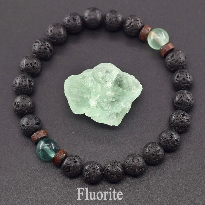 Bracciale Occhio di Tigre & Lava Naturale – Elastico Energia Uomo/Donna