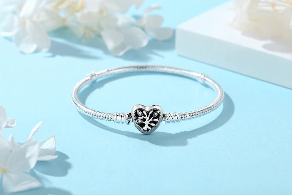 Bracciale 925 Sterling Silver – Snake Chain con Charm Cuore