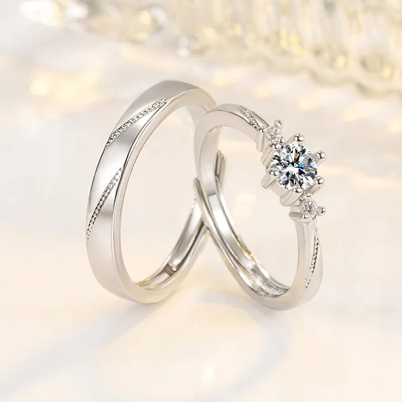 Anello Coppia Argento 925 | Zircone AAA & Eleganza Wedding