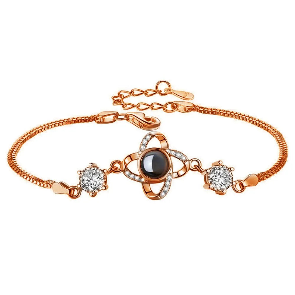 Bracciale Proiezione Foto – Cuore Zircone in Acciaio Inossidabile