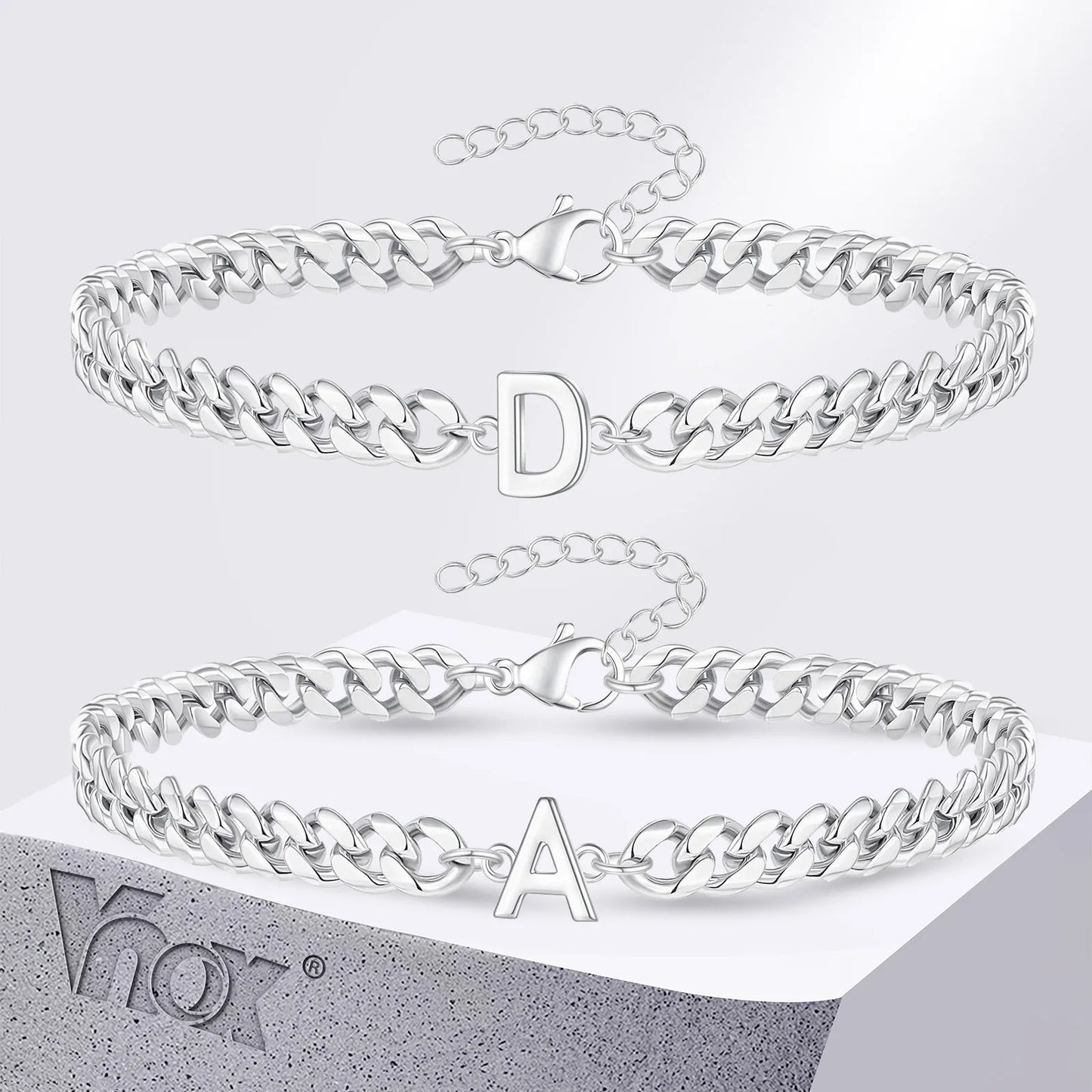 Bracciale Cuban Chain con Iniziale – Acciaio Inossidabile A-Z