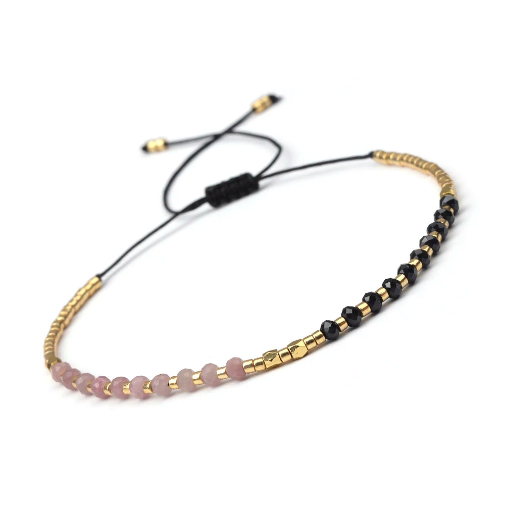 Bracciale Sottile 2x3mm in Pietra Naturale – Unisex Regolabile