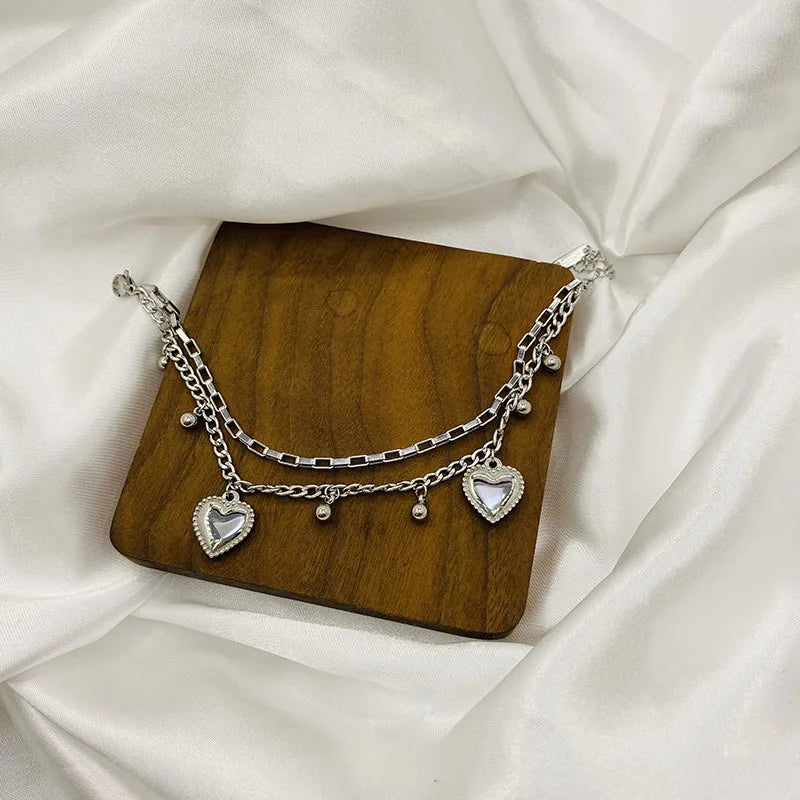 Bracciali Coppia Stile Retrò – Doppio Strato con Cuore Pesca