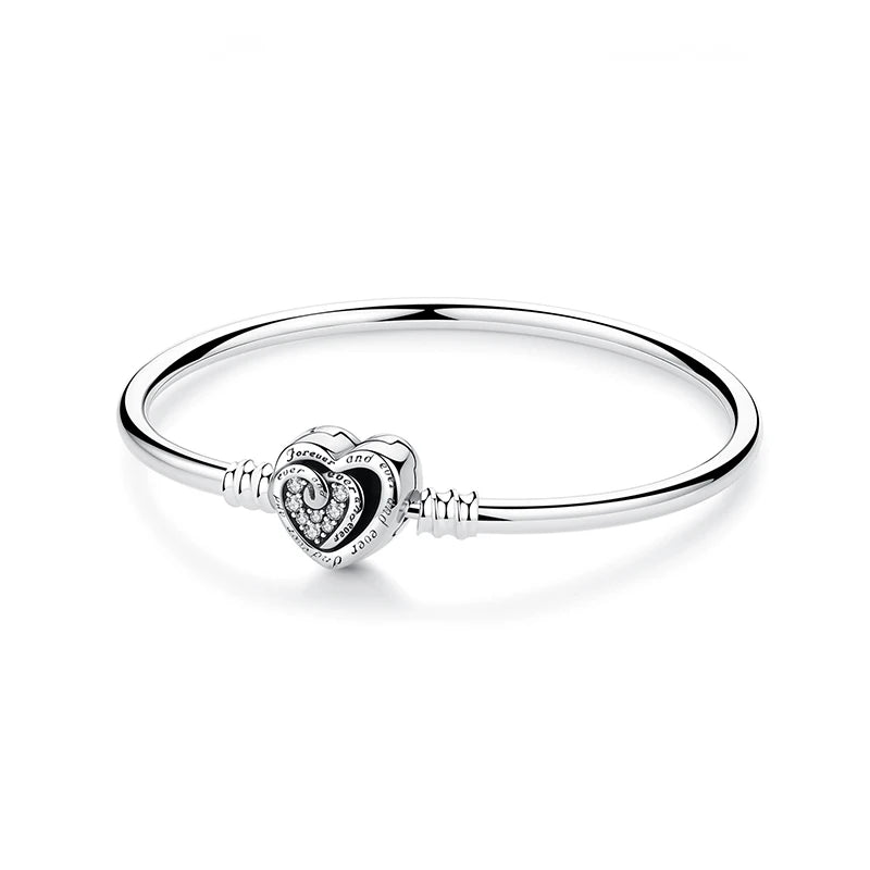 Bracciale 925 Sterling Silver – Snake Chain con Charm Cuore