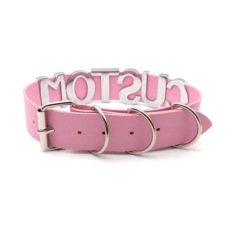 Choker Rosa Personalizzato in Pelle PU • Lettere Custom Name • Stile Punk Fashion | LoveDrop™ Italia