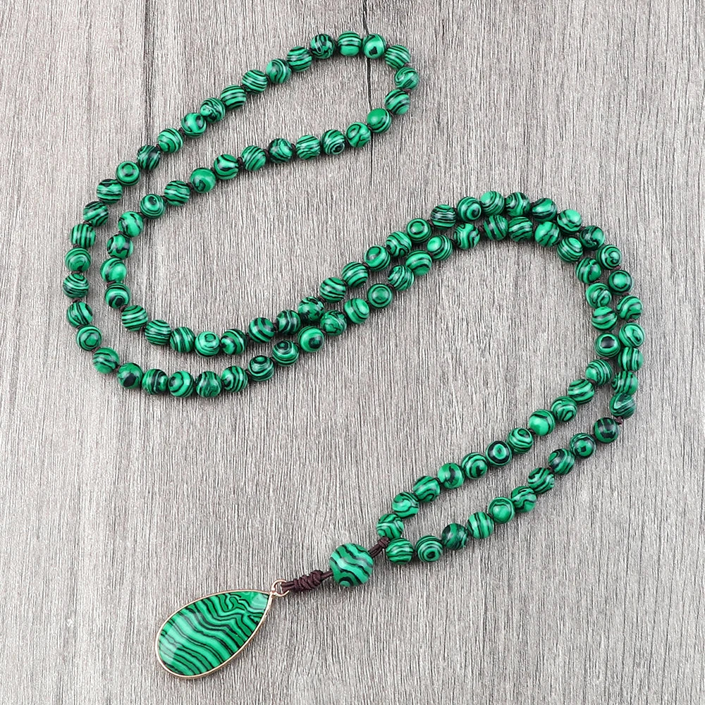Mala 108 Perle Malachite Naturale • Collana & Bracciale Yoga Unisex | LoveDrop™ Italia