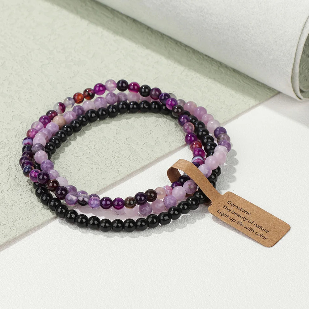 Set Bracciali Pietre Naturali Verdi – Moss Agate & Onyx 3 Pezzi